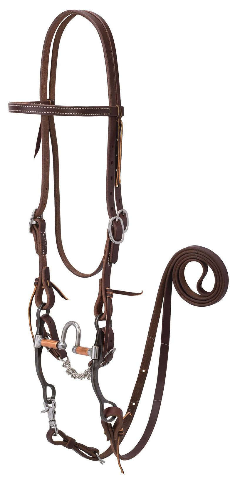 Weaver Golden Chestnut Leather Bridle with Correction Bit