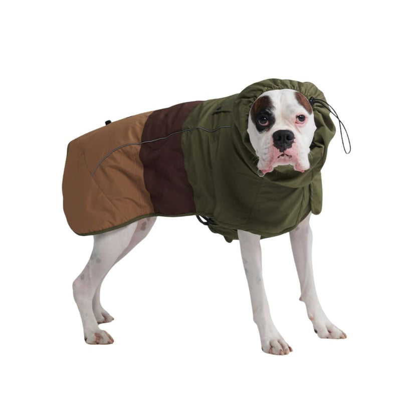 Spark Paws Dog Raincoat Waterproof Windproof Rain Jacket for Small Medium Large Extra Large Dogs Reflective Breathable Full-Body Coverage Dry Suit - Green Brown Tan 2XL