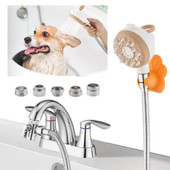 Dog Shower Attachment to Bathroom Bathtub Kitchen& Laundry Faucet Washing High Pressure Pet Wash Cleaning Sprayer with Finger Clasp Bath Brush 4ft Hose Shower Holder Sink or Indoor