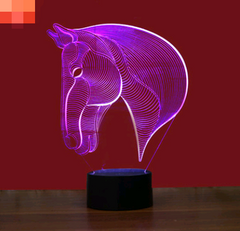 3D Colorful Horse Head Night Light with USB Touch Switch