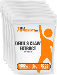 BulkSupplements.com Devils Claw Extract Powder - Herbal Supplements Sourced from Devils Claw Root - Gluten Free - 1000mg per Serving Pack of 5 (5 Kilograms - 11 lbs)