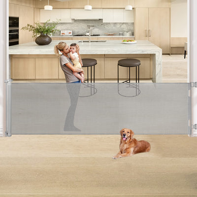 137 Inches Extra Wide Retractable Baby Gate - Indoor/Outdoor for Doorways and Stairs - Perfect for Kids Pets and Large Dogs Gate for Stairs.