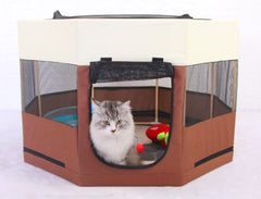 Octagonal Solid Wood Cat Kennel | Waterproof Indoor & Outdoor Retreat