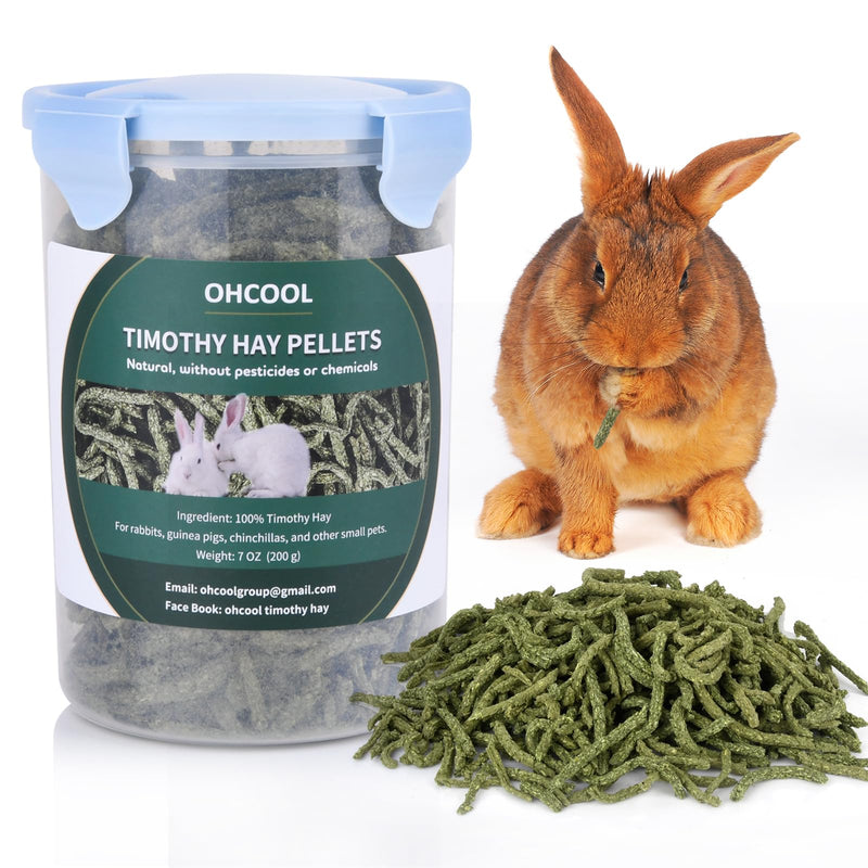 Ohcool Timothy Hay Pellets 63oz - 100% Timothy Premium Nutrition Pellet for Tortoise Rabbits 63 oz