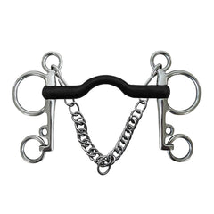 Western Style Horse Bit | Stainless Steel | Curb Hooks & Chain Mouth | 127mm & 135mm
