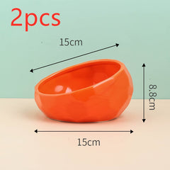Ceramic Pet Bowl for Cats and Dogs with Oblique Mouth