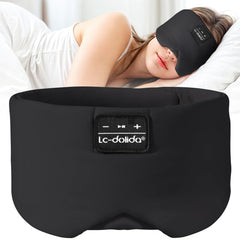 LC-dolida Sleep Mask with Bluetooth Headphones Ice Silk Sleep Mask with Bluetooth 5.4 Total Blackout Eye Mask for Sleeping Soft Sleep Mask for Women Men All Night Sleep Travel(Black)
