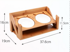 Wooden Bowl Stand for Cats and Dogs