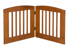 BarkWood Pets Freestanding Pet Gate with Two 24"W x 24"H Folding Wood Panels Chestnut