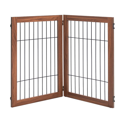 beeNbkks Extended Panels Pet Playpen Freestanding Pet Gate 2 Panels Foldable Pet Gate for Stairs Doorways House Wood Indoor Pet Barrier Fence for Dogs & Puppies