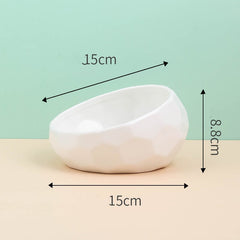 Ceramic Pet Bowl for Cats and Dogs with Oblique Mouth