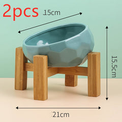 Ceramic Pet Bowl for Cats and Dogs with Oblique Mouth