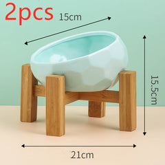Ceramic Pet Bowl for Cats and Dogs with Oblique Mouth