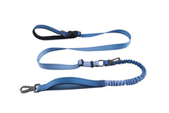 KUBEMUEG Hands Free Dog Leash with Reflective Stitching Heavy Duty Bungee Dog Leash with Car Seatbelt Adjustable Waist Leash for Walking Running Hiking (Blue)