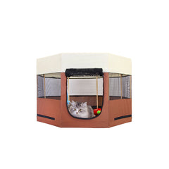 Octagonal Solid Wood Cat Kennel | Waterproof Indoor & Outdoor Retreat