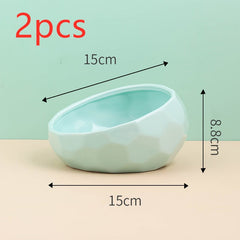 Ceramic Pet Bowl for Cats and Dogs with Oblique Mouth