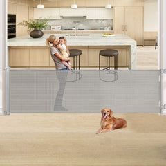 137 Inches Extra Wide Retractable Baby Gate - Indoor/Outdoor for Doorways and Stairs - Perfect for Kids Pets and Large Dogs Gate for Stairs.