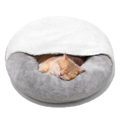 Hooded Cave Cat Bed | Round Donut