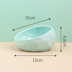 Ceramic Pet Bowl for Cats and Dogs with Oblique Mouth