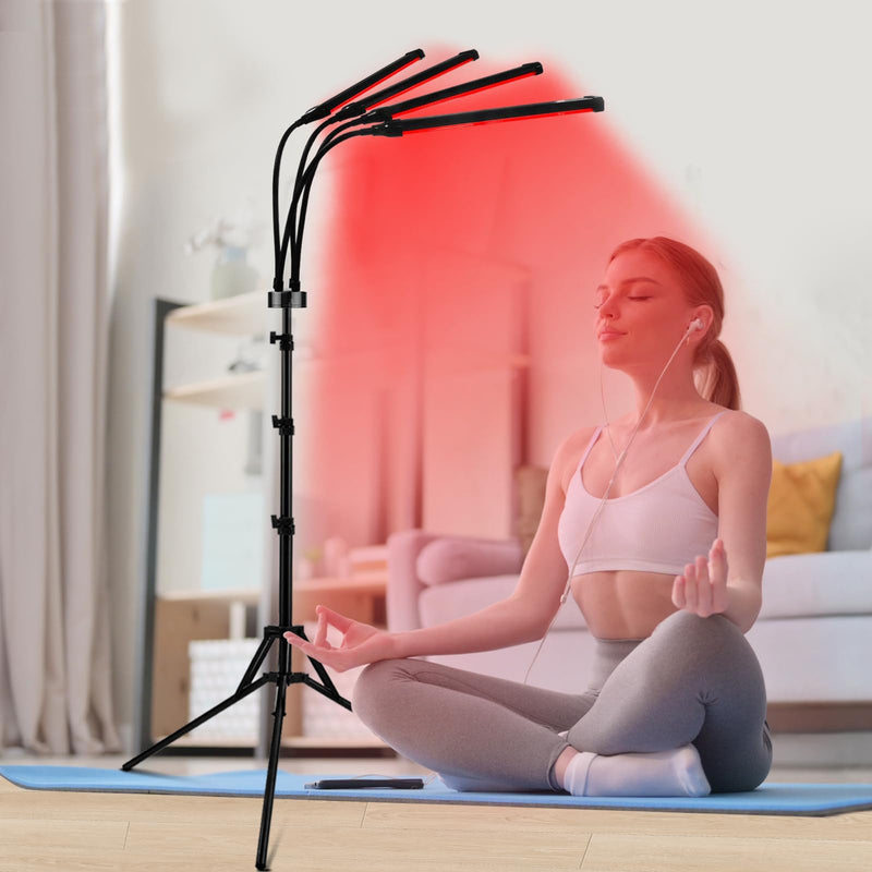 Shyineyou Red Light Therapy 660nm & 850nm & 940nm Infrared Light Therapy with Stand Height Adjustable & Angle Adjustable & Timer 32W 180LEDs Infrared Light Therapy for Body