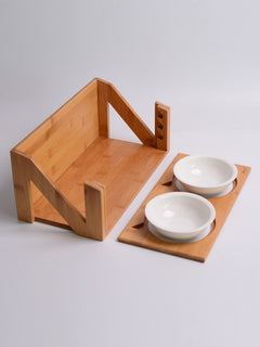 Wooden Bowl Stand for Cats and Dogs