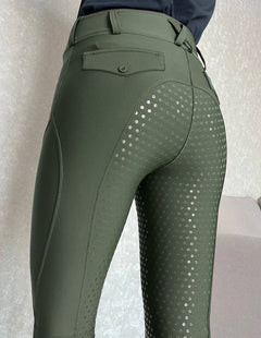 Silicone Full-Seat Equestrian Riding Tights for Outdoors