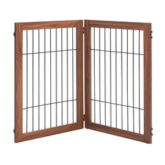 beeNbkks Extended Panels Pet Playpen Freestanding Pet Gate 2 Panels Foldable Pet Gate for Stairs Doorways House Wood Indoor Pet Barrier Fence for Dogs & Puppies