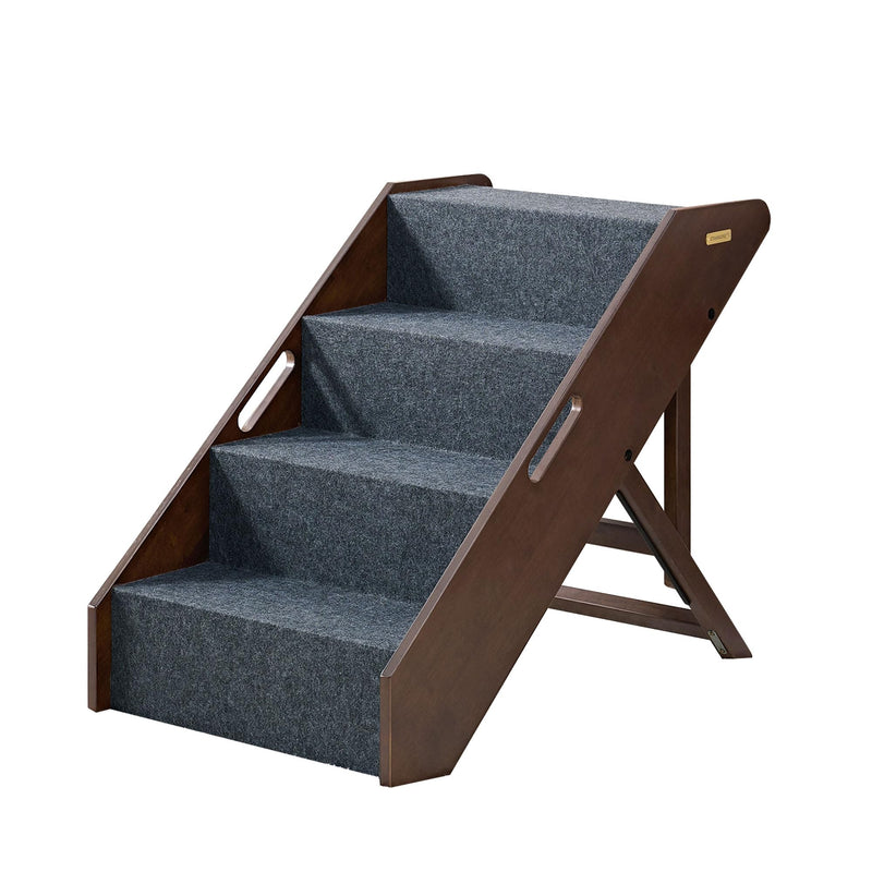 MECO Stakmore Pet Steps with Solid Hardwood Construction and Foldable Design Stairs for High Beds for Pets in All Life Stages Espresso