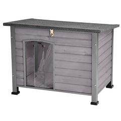 Suumerpety Indoor Outdoor Dog HouseAnti-Chewing Iron Frame Dog KennelWood Warm Pets HomeWeatherproof Outside Shelter for Feral Animal 33.5" (L) X 22" (W) X 25.2" (H) Grey