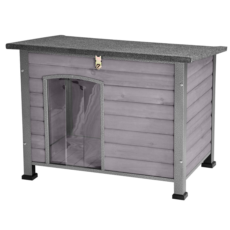 Suumerpety Indoor Outdoor Dog HouseAnti-Chewing Iron Frame Dog KennelWood Warm Pets HomeWeatherproof Outside Shelter for Feral Animal 33.5