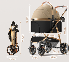 Luxury Folding Pet Stroller | Aluminum Frame | Medium Dogs