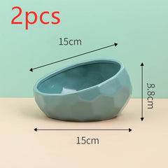 Ceramic Pet Bowl for Cats and Dogs with Oblique Mouth