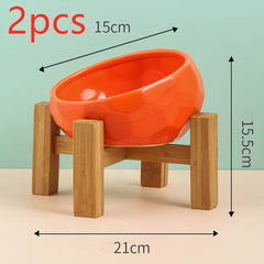 Ceramic Pet Bowl for Cats and Dogs with Oblique Mouth
