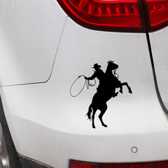 Horse Riding Car Decals | Reflective Vinyl Stickers | 15x13.6cm | Silver & Black
