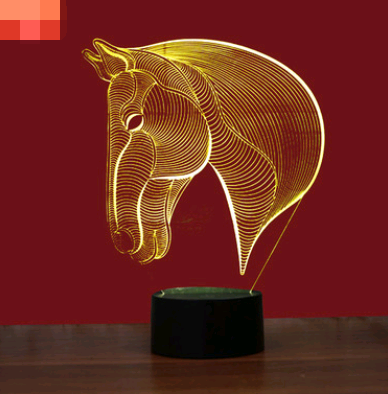 3D Colorful Horse Head Night Light with USB Touch Switch