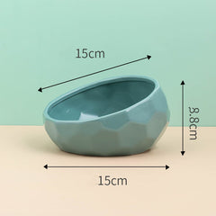 Ceramic Pet Bowl for Cats and Dogs with Oblique Mouth