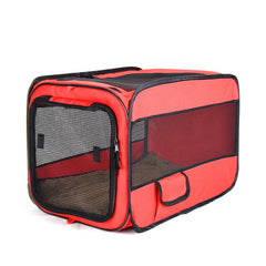 Breathable foldable dog travel kennel for comfortable car trips. Available in Red or Blue and sizes S–L to fit your pet and vehicle.

