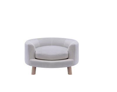 Circular Faux-Velvet Elevated Dog Sofa