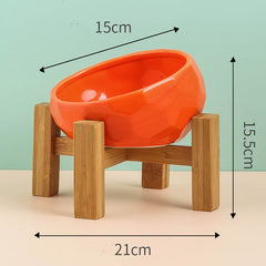 Ceramic Pet Bowl for Cats and Dogs with Oblique Mouth