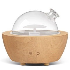 Wanlola 200ml Glass Essential Oil Diffuser with Natural Wood Base Aromatherapy Diffusers for Home Cool Mist Air Humidifier with 7 Color Lights for Office Bedroom