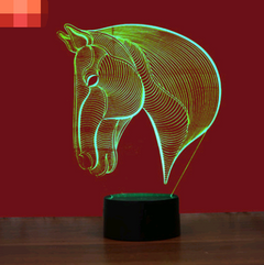 3D Colorful Horse Head Night Light with USB Touch Switch