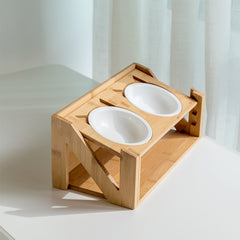 Wooden Bowl Stand for Cats and Dogs