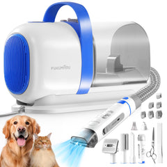 FUKUMARU Dog Grooming Vacuum & Pet Vacuum Grooming Kit Pet Grooming Vacuum for Dogs Dog Hair Vacuum with Pet Clipper Nail Grinder 2L Dust Cup Dog Brush Vacuum with 6 Pet Grooming Tools for Shedding