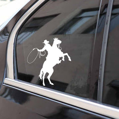Horse Riding Car Decals | Reflective Vinyl Stickers | 15x13.6cm | Silver & Black