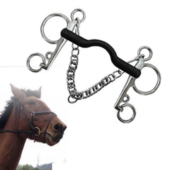 Western Style Horse Bit | Stainless Steel | Curb Hooks & Chain Mouth | 127mm & 135mm