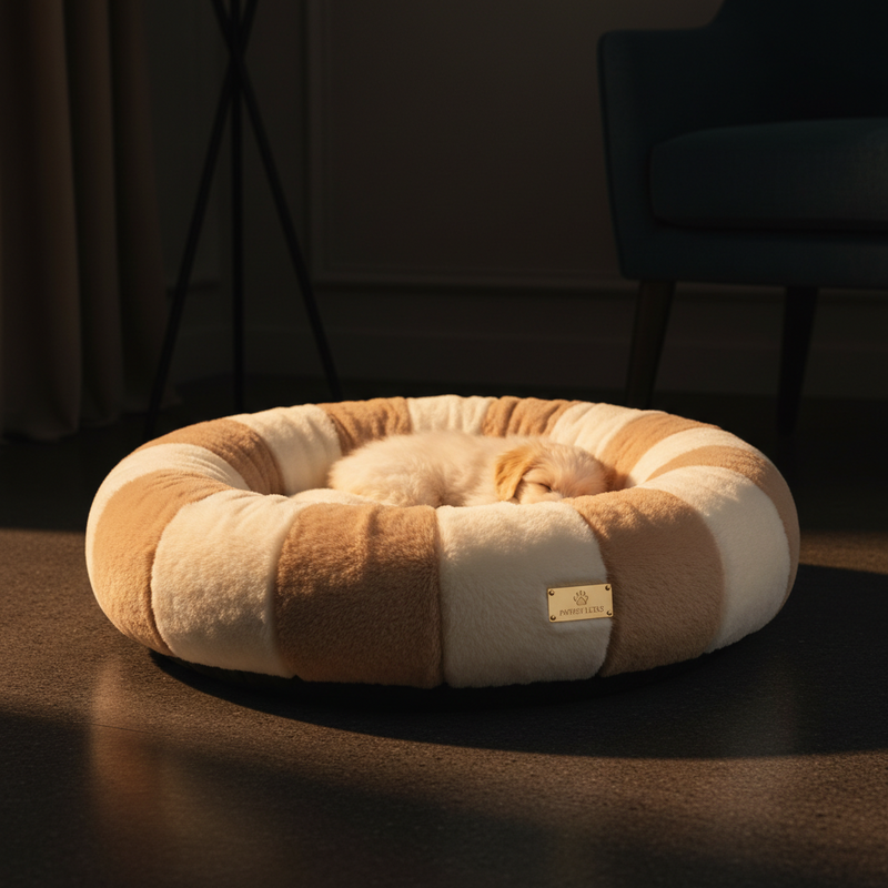 Luxury Round Plush Dog Bed | Ultra-Soft Calming Bed for Small Dogs & Puppies
